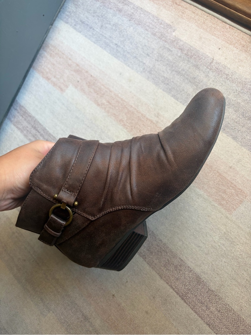 Brown Women's Ankle Boot with Buckle